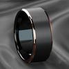 Fashion 8mm Stainless Steel Rings for Men Rose Gold Color Step Edge Black Brushed Men Rings Wedding Party Jewelry Gifts