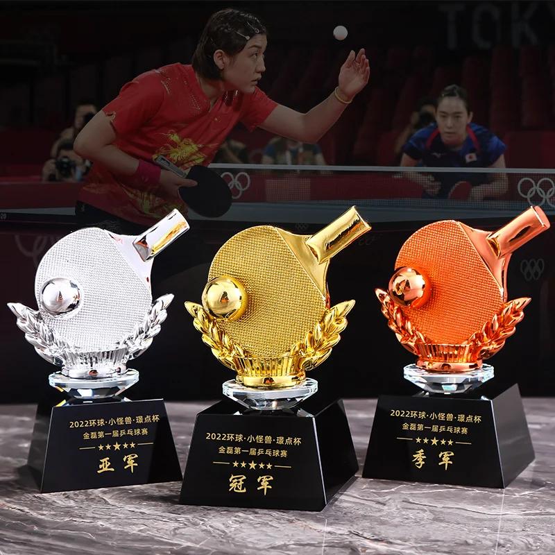 Customized Table Tennis and Volleyball Balls, Crystal Trophy, Gold Silver Copper, Creative Sports Home Decor Award Souvenir, 1Pc