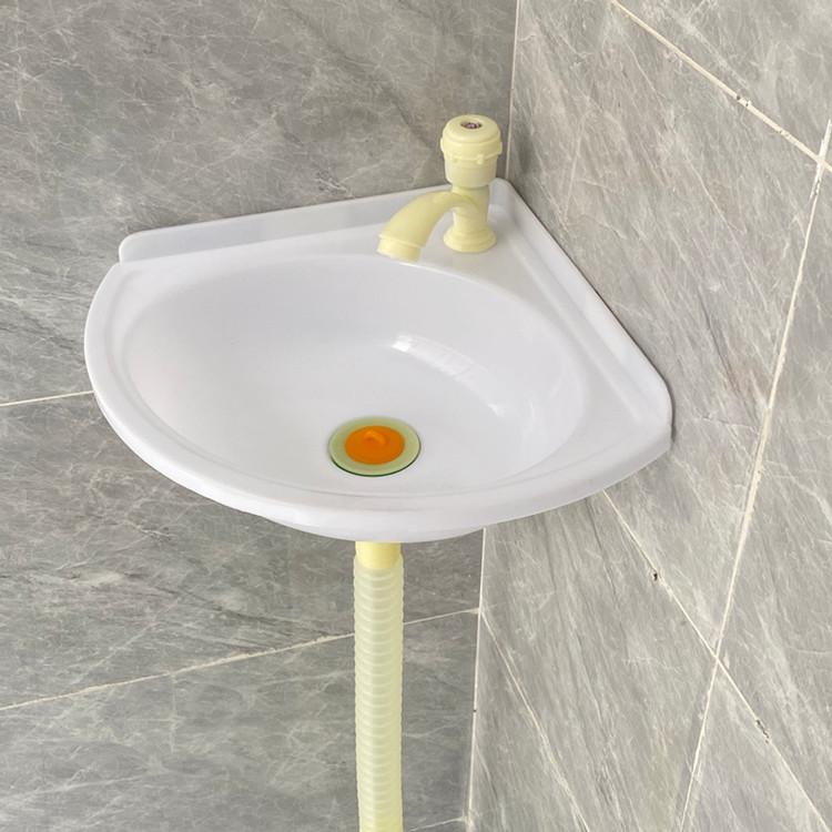 Kompaktní trojúhelníkové umyvadlo na rohové stěny pro malé prostory, byty nebo balkony