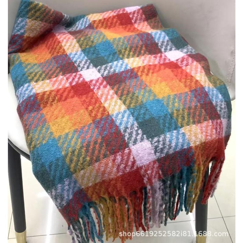 Korean Atmosphere Plaid Scarf Winter Warm Neck Protection Neck Scarf Thickened Warm Shawl Outer Wear