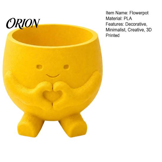 Modern Home Decor Pot 3D Printed Cute Smile Plant Pots, Succulent Planters for Indoor Plants, Miniature Green Container Funny Small Flowerpot, Unique