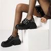 New street European and American large size British metal platform small leather shoes punk women's shoes