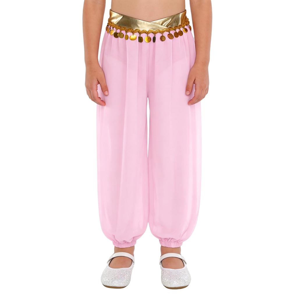 Mädchen Bauchtanz Kostüm Patchwork Pailletten Quasten Hose Eingearbeiteter Slip Elastische Beinöffnung Hose