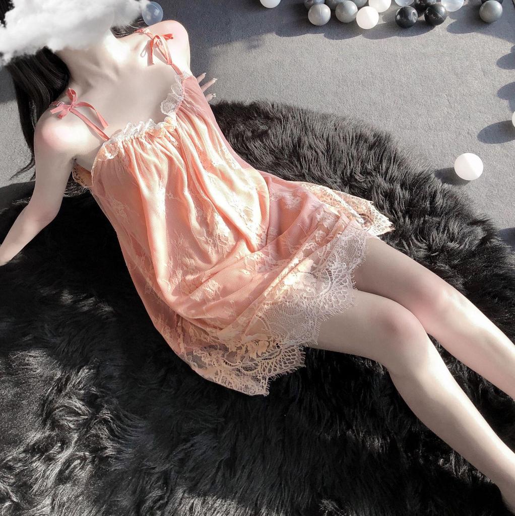 Übergröße Spitzen-Camisole-Nachthemd-Set - Damen Sexy Nachtwäsche