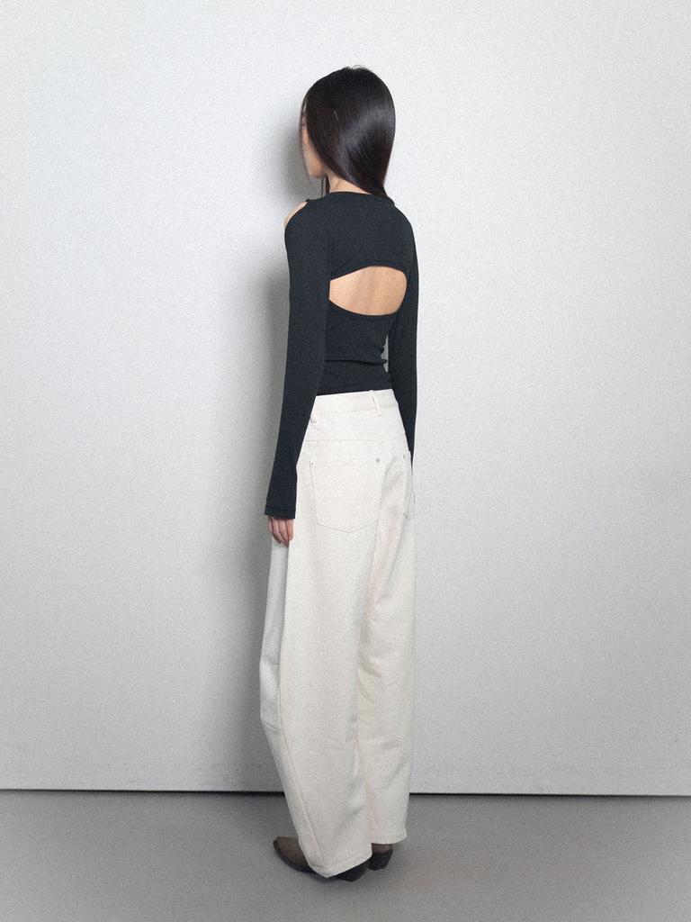 Visus Cotton Curved Pants_Ivory