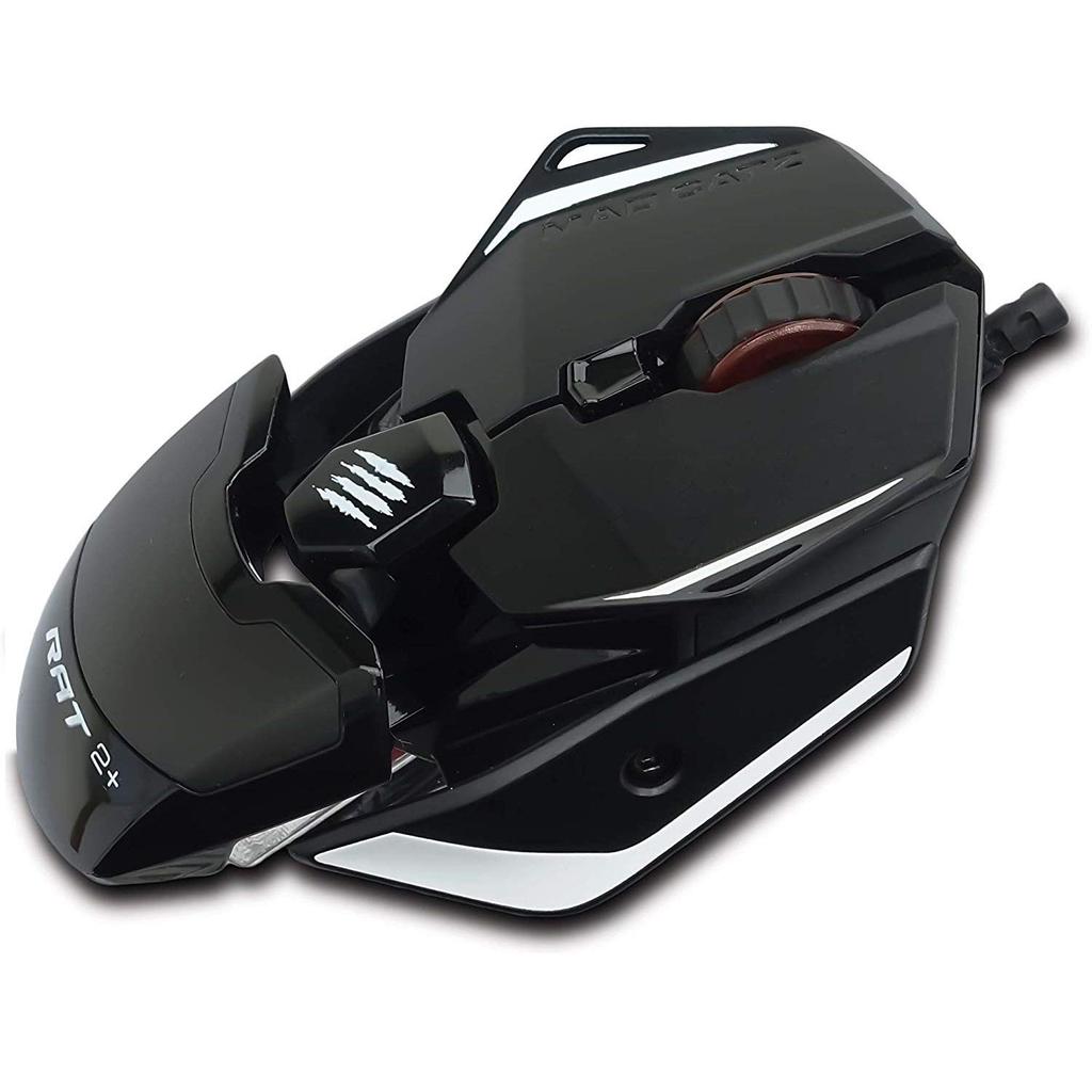 Mad Catz Gaming-Maus mit Pixart PMW 3325 RGB Garantie R.A.T. 2+ Sensor, Kabelgebunden, Einsteiger, Leichtgewicht, Beleuchtung, 2-Jahre (MR02MCINBL000-0JI)