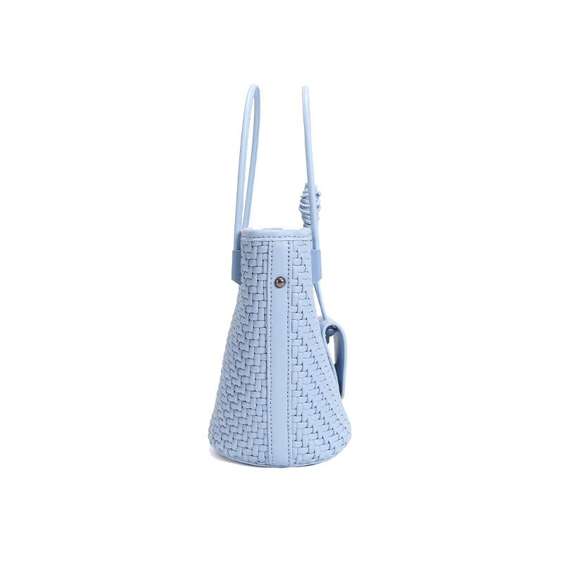 Modische Schaffell Zugband geflochtene Hand-Eimer-Tasche Damen-Tasche 2025 neue vielseitige lässige Umhängetasche Crossbody-Tasche