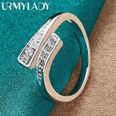 URMYLADY 925 Sterling Silver Interweave Zircon Ring For Women Wedding Party Fashion Charm Jewelry