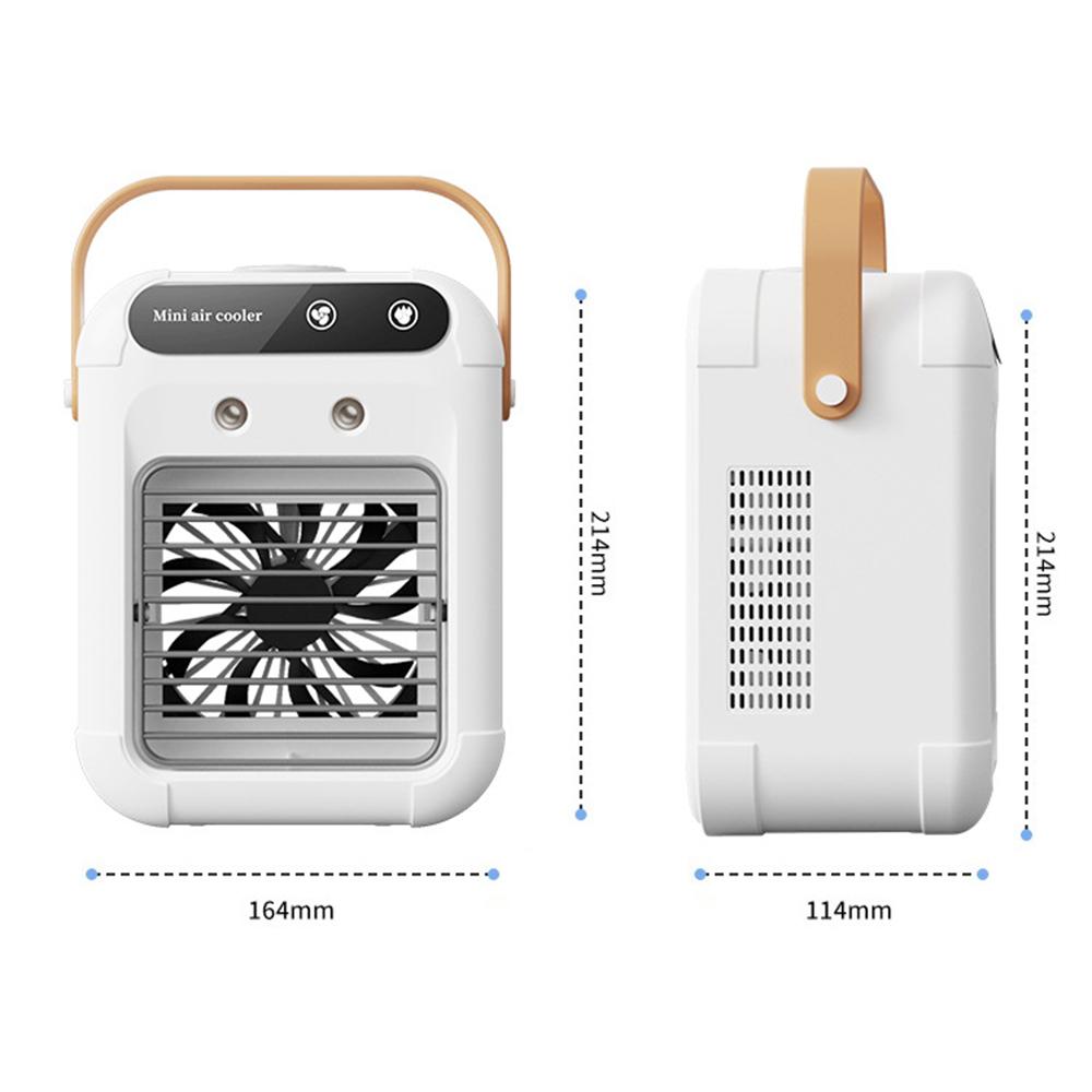 New USB small desktop air cooler mini electric fan with handle two speed adjustable mute spray cooling humidification fan.