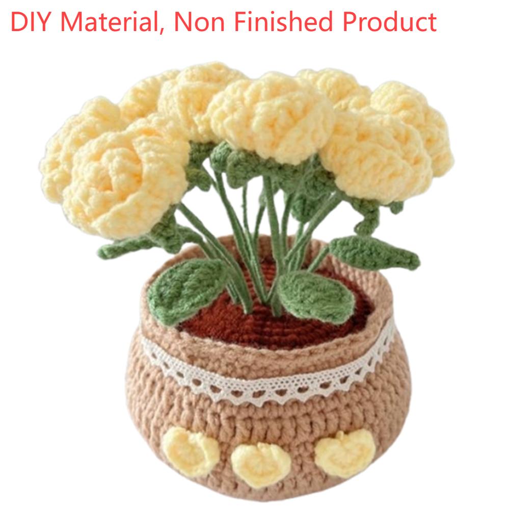 Sztuczne małe rośliny w doniczkach DIY z samouczkami wideo Zestaw do ręcznego dziergania Odporny na zużycie do dekoracji domu i pokoju Ozdoba na biurko