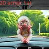2D Flat Cute Monkey Acrylic Car Pendant - Multi-functional Rearview Mirror Decoration, Car Accessories, Bag Pendants and Home Ornaments, Holiday Gifts