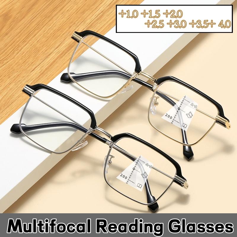 

Квадратная оправа мультифокальные очки унисекс сверхлегкие очки для близи и дали пресбиопия ретро линзы HD очки для чтения рецепт