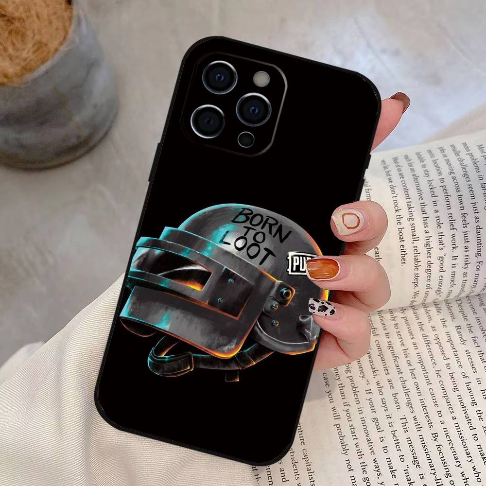 Spiel P-U-B-G Handyhülle Für iPhone 17, 16,15,14,13,12,11 Plus,Pro Max, Andere Weiche Schwarze Hülle