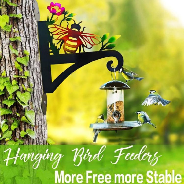 Wall Mount Plant Hanger Bracket With Bees Pattern Bird Feeder Lanterns Metal Hanging Hook For Garden Patios Decoration