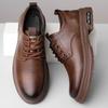 2024 Men's Handmade Casual Leather Shoes - Retro Stitching, Wear-Resistant, Lace-Up Design for Spring & Autumn Workwear