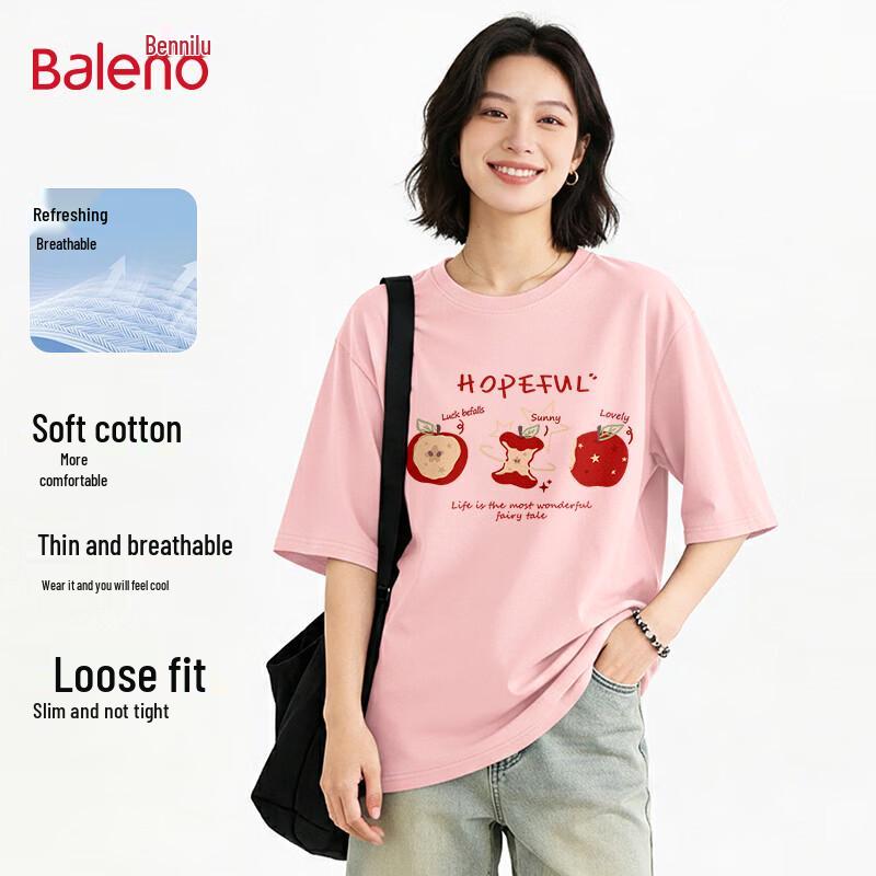 Baleno Women's Cotton Star Apple Print Short Sleeve T-Shirt