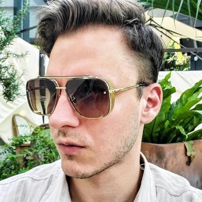 Fashion Metal Oversized Retro Rimless Sunglasses Women Classical Vintage Shades Steampunk Sun Glasses Men Eyewear