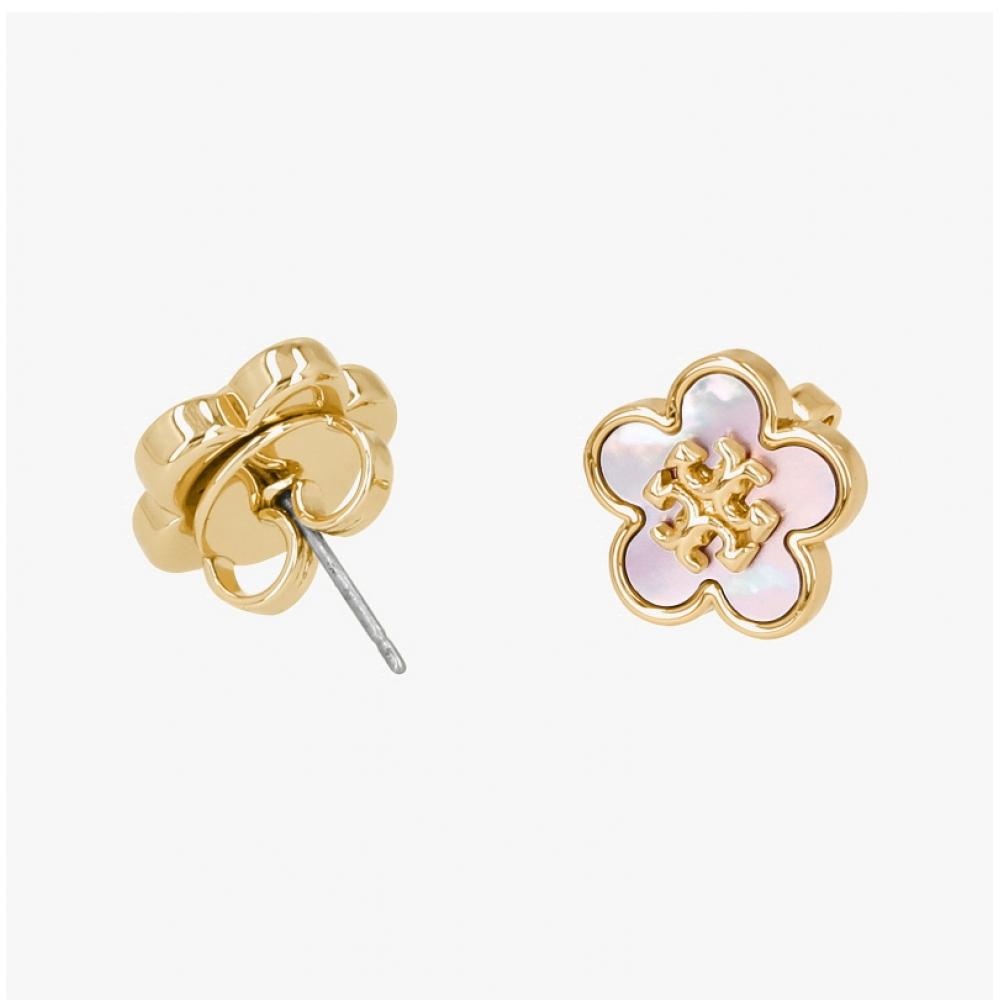 Tory Burch Kira Flower Logo Mother Of Pearl Stud Earrings 157351 700