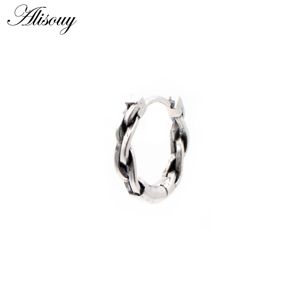 Alisouy 1 Stück Punk Gothic Twist Blatt Knochen Edelstahl Einfache Runde Kreis Creolen Rock Roll Herren Frauen Hip Hop Schmuck