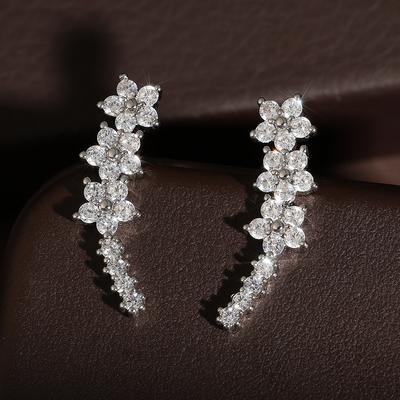 ZAKOL Exquisite Shiny Zircon Mini Flowers Stud Earrings for Women Sweet Female Pierced Ear Accessories Party Zircon