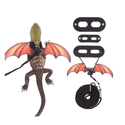 Leather Harness Leash Wing Design Adjustable Outing Walking Leash For Bearded Dragon Lizard Reptiles