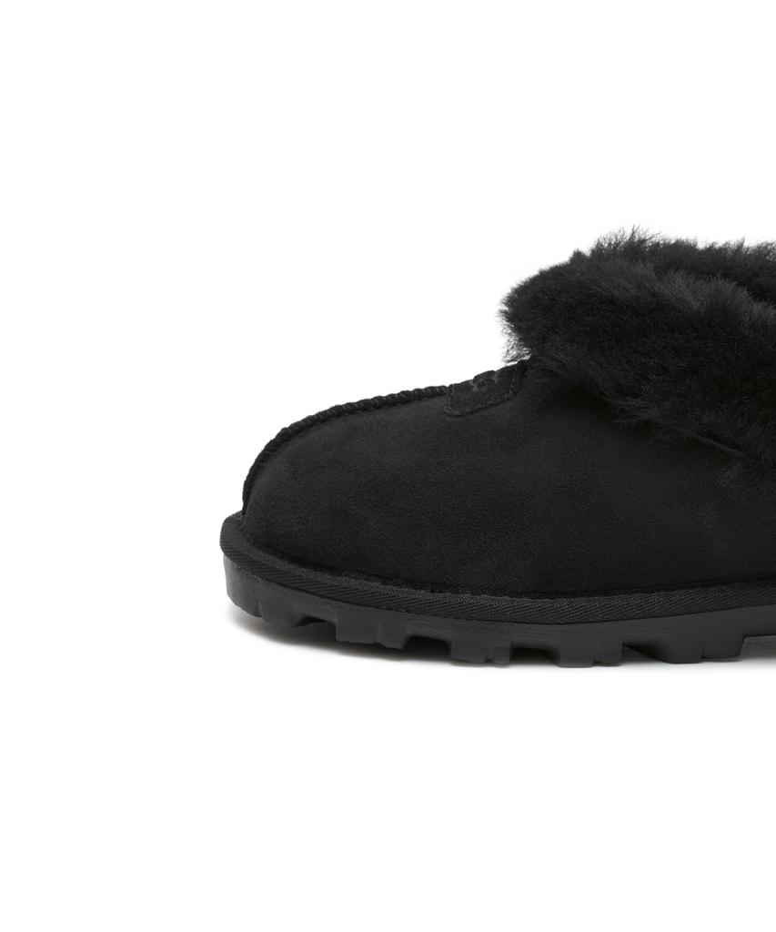 Ugg [Women] Fur Collar Suede Slippers (Coquette) - Black / 5125Blk