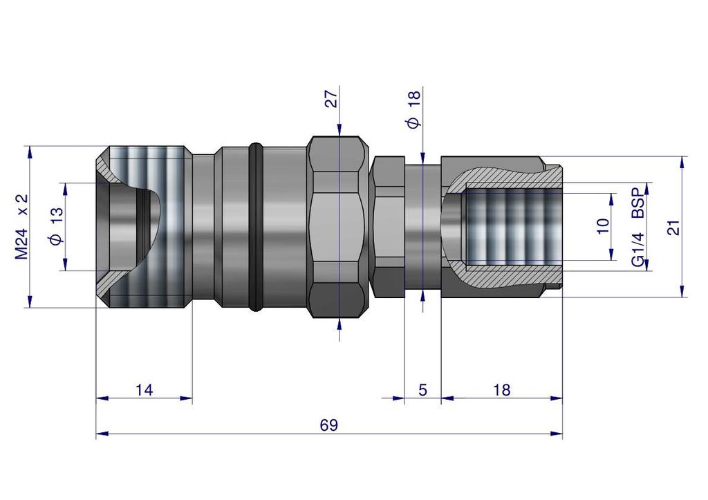 Szybkozłącze Hydrauliczne Skręcane Gniazdo G1/4"Bsp Gwint Wewnętrzny 350Bar Waryński
