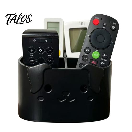 Talos 3D Printed Remote Control Holder, Animal Design Storage Box for Desk, 4-Compartments TV Caddy Desktop Organizer