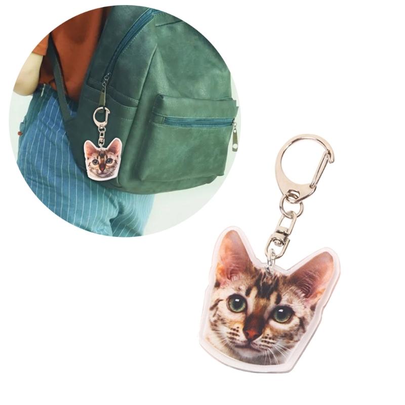 Creative Cat Shape Keychain Mini Animal Toy Keyrings Acrylic Animals Key Chain Pendant DIY Keychains Crafts Decorations