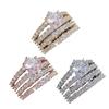 2Pcs Rhinestone Band Rings Women Cubic Zirconia Ring Sparkly Engagement Rings for Stacking Anniversary Wedding Party Wear