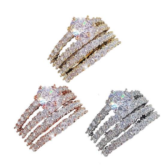 2Pcs Rhinestone Band Rings Women Cubic Zirconia Ring Sparkly Engagement Rings for Stacking Anniversary Wedding Party Wear