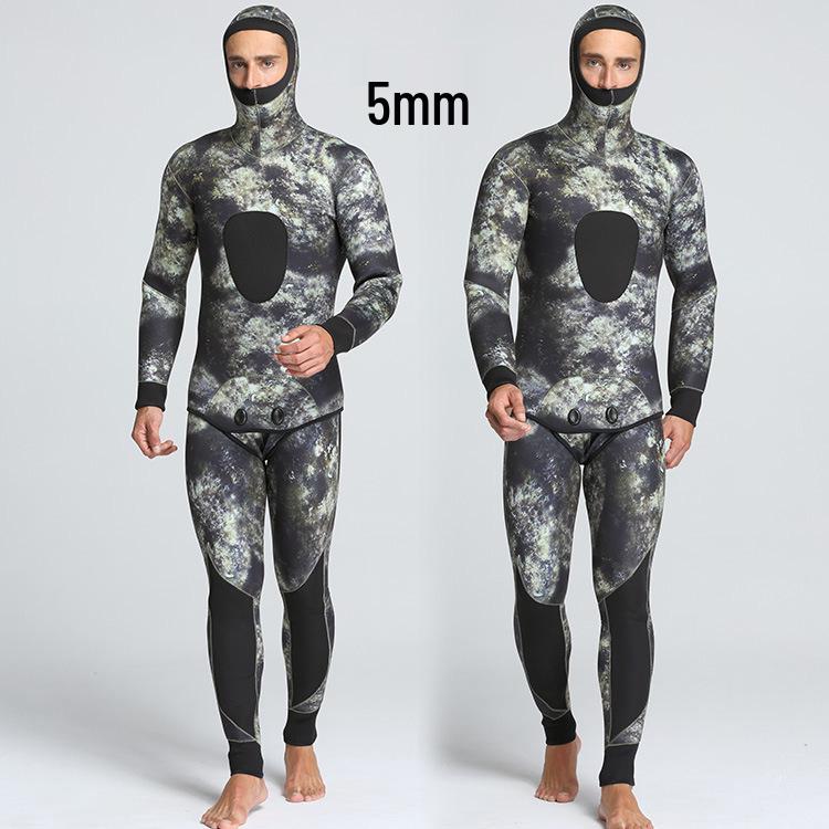 

Men s 5MM Camo Two-Piece Cold-Proof Fleece-Lined Wetsuit L