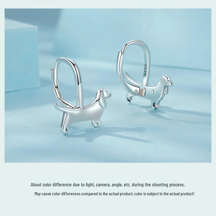 Yinziyun Dachshund Ear Cuffs: Cute S925 Sterling Silver Earrings for Women