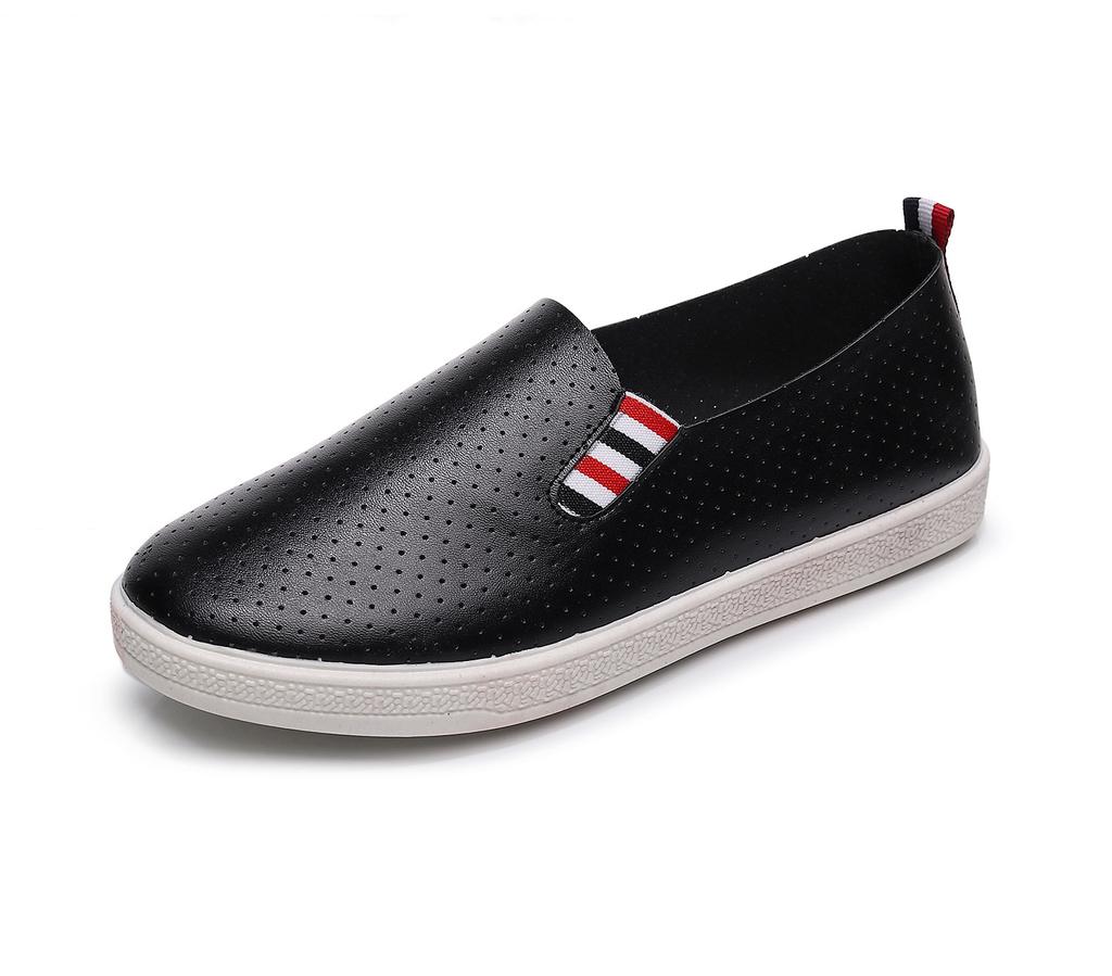 2025 autumn student shoes women's breathable mesh white shoes one pedal leather wear-resistant low-top lazy shoes