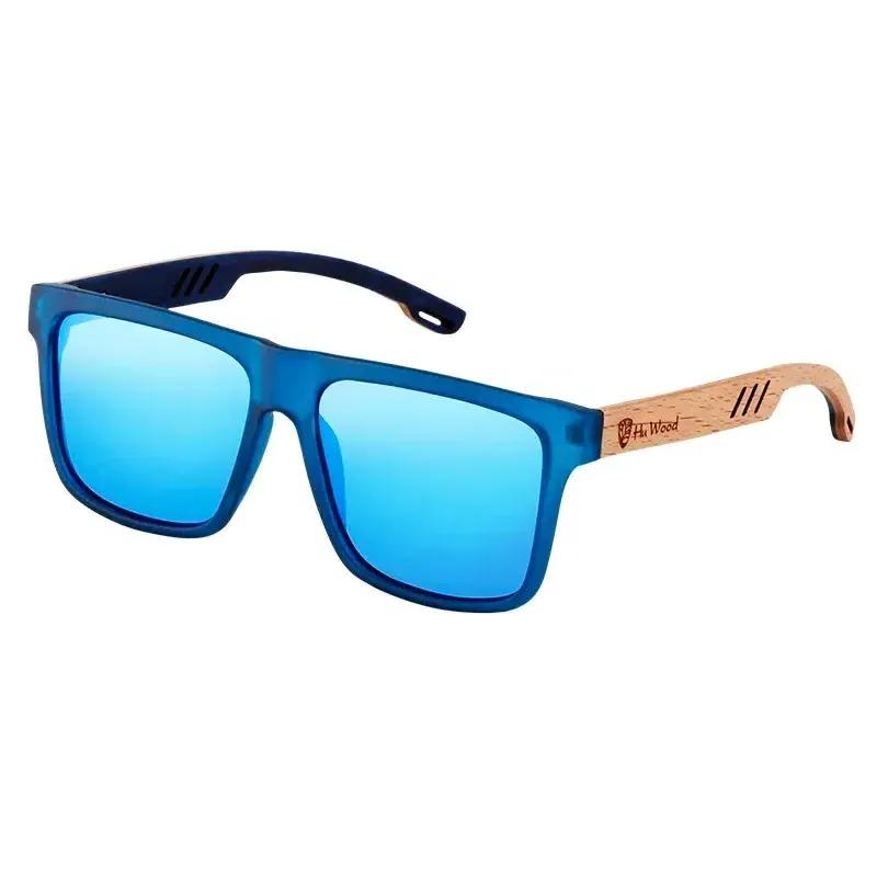 HU WOOD Men Women Sunglasses Polarized Square Sun Glasses Wooden Driving oculos2