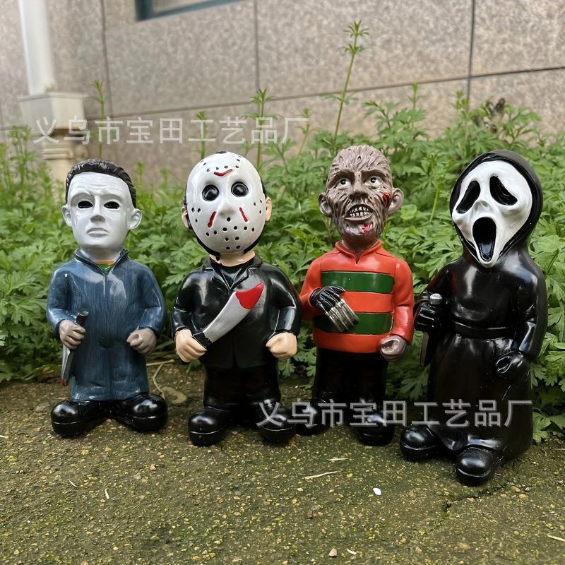 Horror Movie Garden Gnome Nightmare Killer Clown Doll Ornament Resin Crafts