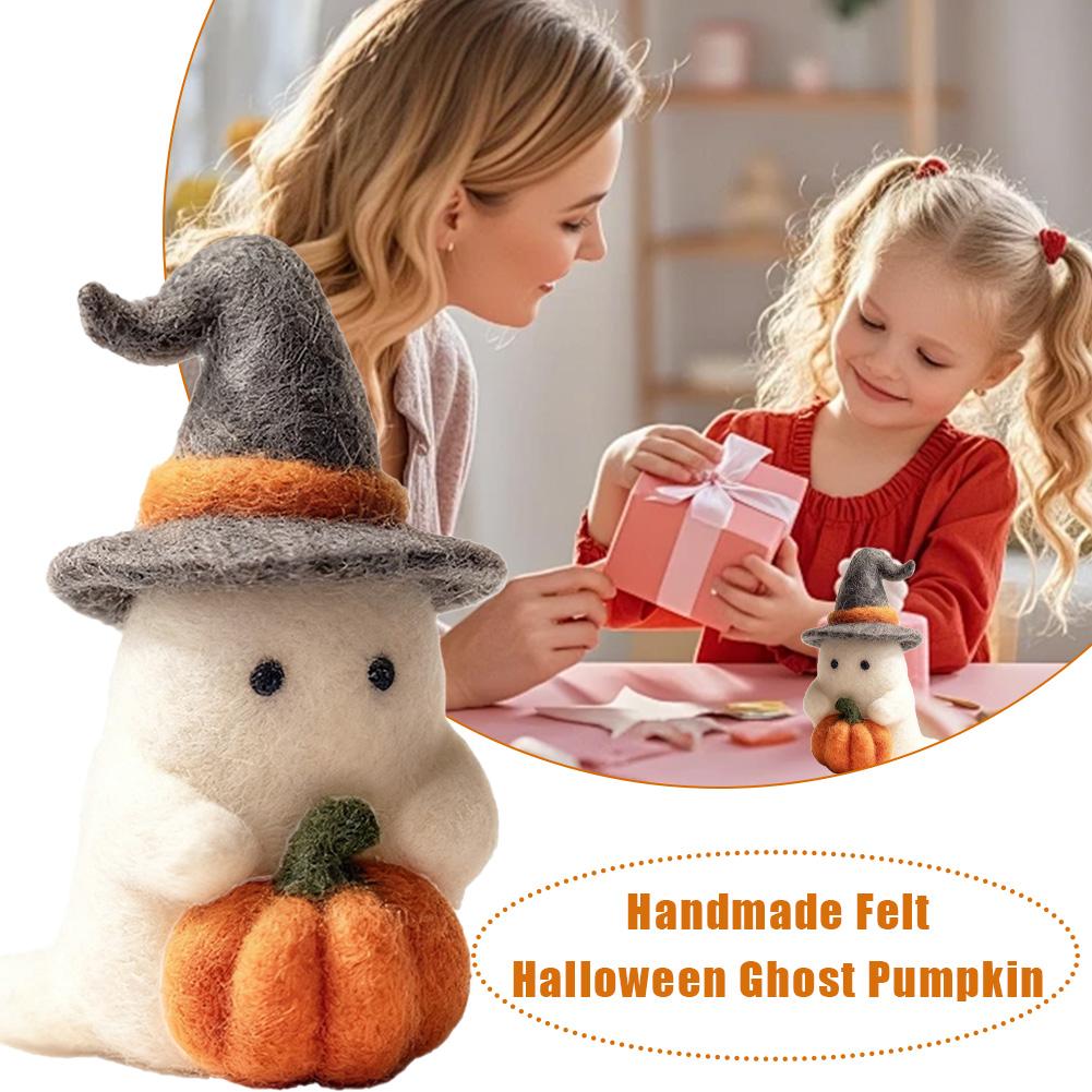 New Home Decoration Handmade Knitted Witch Ghost Doll Ornament Cute Pumpkin Ghost Keychain for Bag Pendant Christmas O3B8
