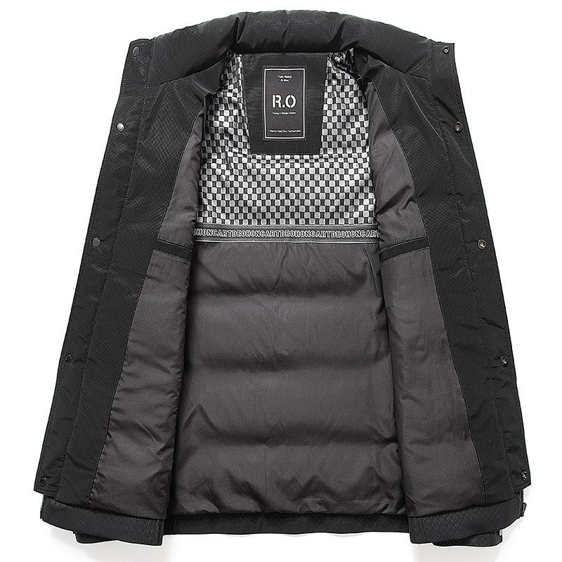 Podzimní a zimní teplá péřová bunda pro střední a mladší věk s business stojáčkem a grafenovým chladuvzdorným peřím