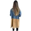 Women's Notched Lapel Long Sleeve Denim Jacket Loose Fit Streetwear Trench Coat