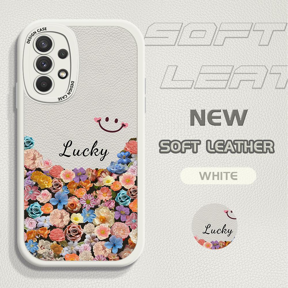 

Чехол с рисунком цветов и улыбок из искусственной кожи, мягкий чехол для телефона Samsung S24 S23 S22 S21 Plus Ultra S23 FE Redmi Note 13 12 11 Pro Xiaomi Samsung M22 белый