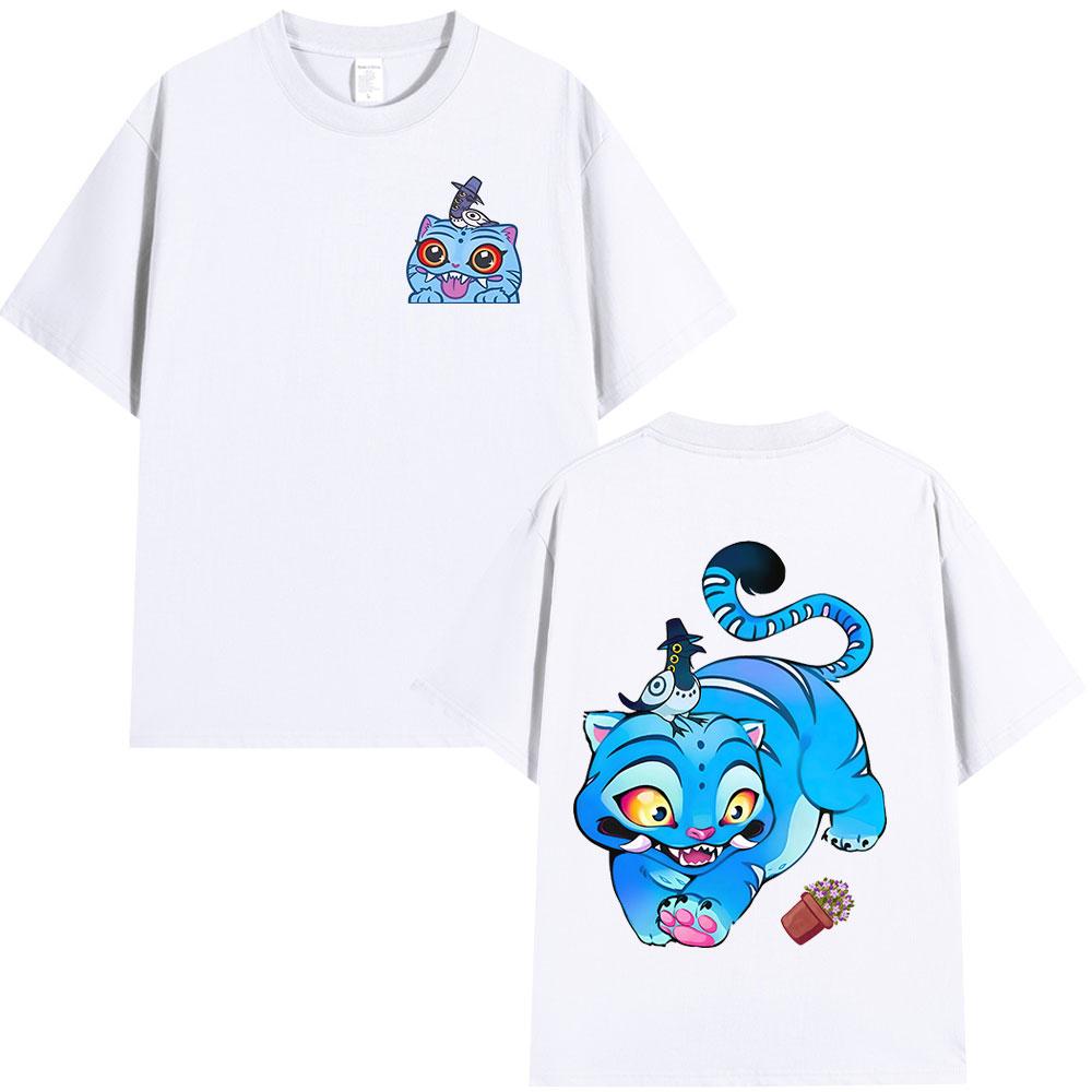 KPop Demon Hunter T-Shirt with Derpy Tiger Pattern, Vintage Casual Short Sleeve T-Shirt, Oversized Men's and Women's T-Shirt