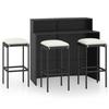Garden Bar Set with Cushions 4 Pcs Black - vidaXL
