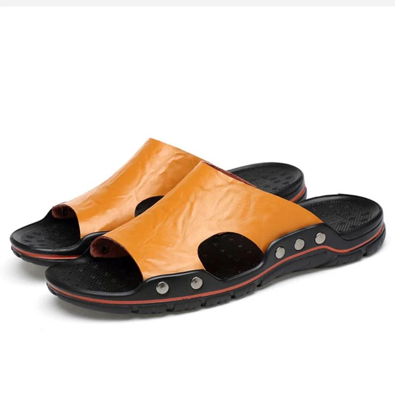 

Men s Casual Slippers Summer Artificial Leather Upper Non Slip Sole Fashionable Vacation Outdoor Beach Daily Use Slippers Slides 43