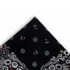 Trifong Bandana Black 100% Cotton Floral Pattern Adult Paisley Handkerchief Unisex Men's Large 55cm X 55cm