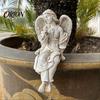 Crack-resistant Resin Sculpture Retro Winged Angel Statue, Praying Figurine, Elegant Garden Decoration Sitting for Outdoor Indoor Decor Posture