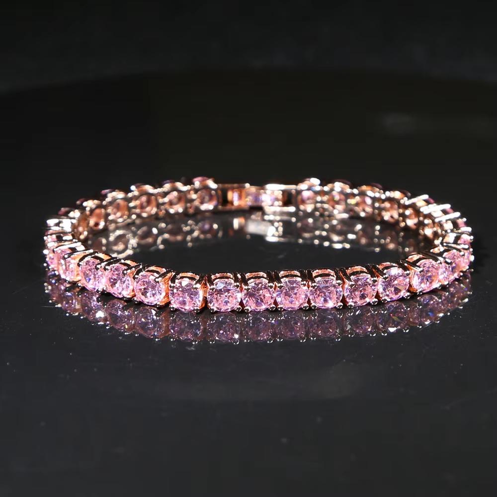 New Hip Hop One Row Shiny Crystal Tennis Stretch Anklet Foot Chain Ankle Bracelet pink Cz Anklets Beach Fashion Anklet Jewelry
