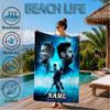 Custom Name Messi's Fiery Legacy Beach Towel Microfiber Beach Towel, Lightweight and Quick-Dry, for Summer Travel, Swimming Pool Gift