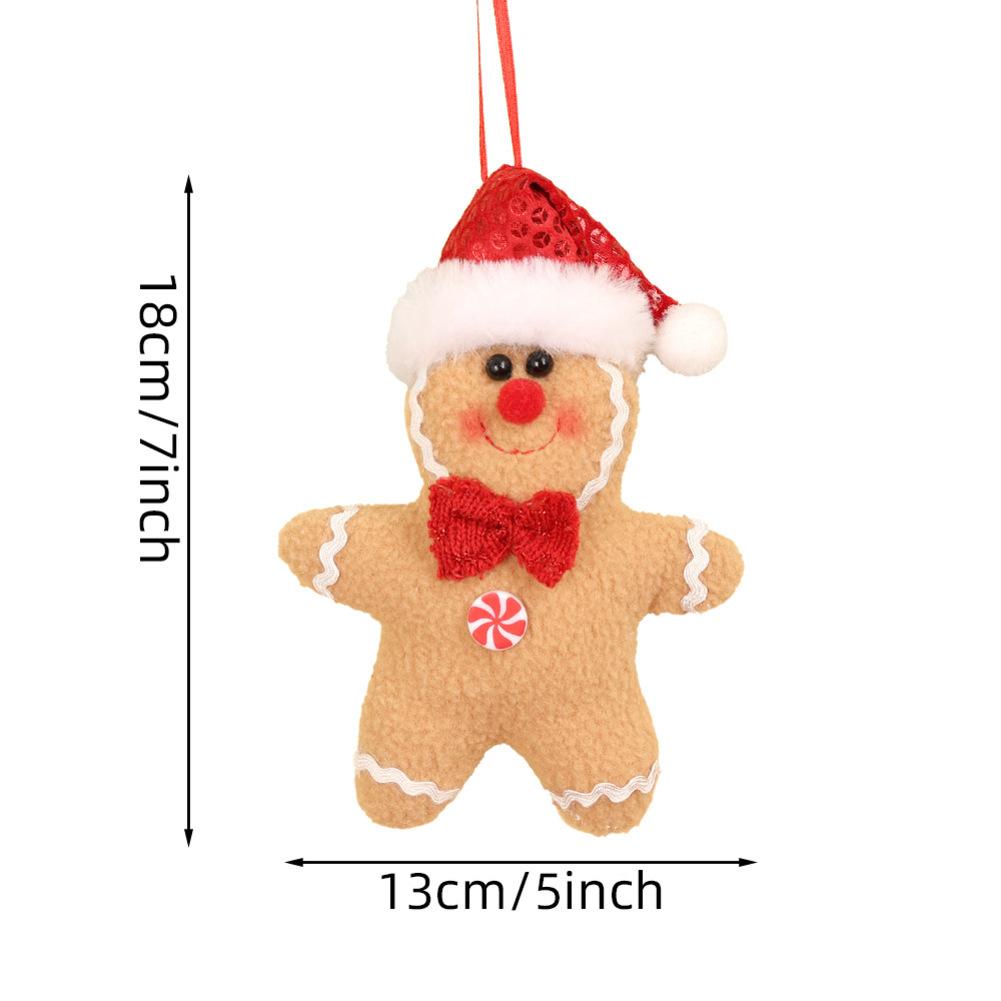 4Pcs Christmas Ginger Man Ornaments Snowman Santa Elk Figurine Hanging Ornaments For Xmas Tree Christmas Decorations