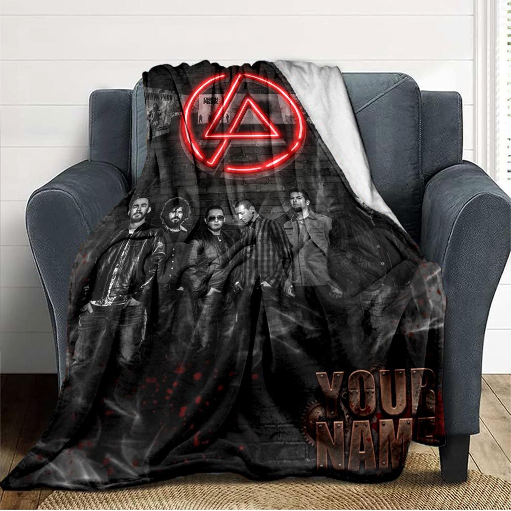 Name Custom Linkin Park Print Flannel Blanket High Quality Warm Comfortable Cover for All Seasons Perfect for Gifts Home Decor