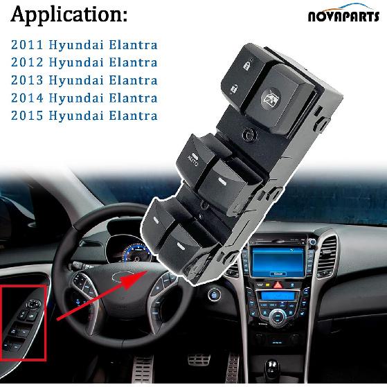 

Black Master Power Door Window Switch Left Driver Side only for AUTO for 2011 2012 2013 2014 2015 Hyundai Elantra 93570-3X000